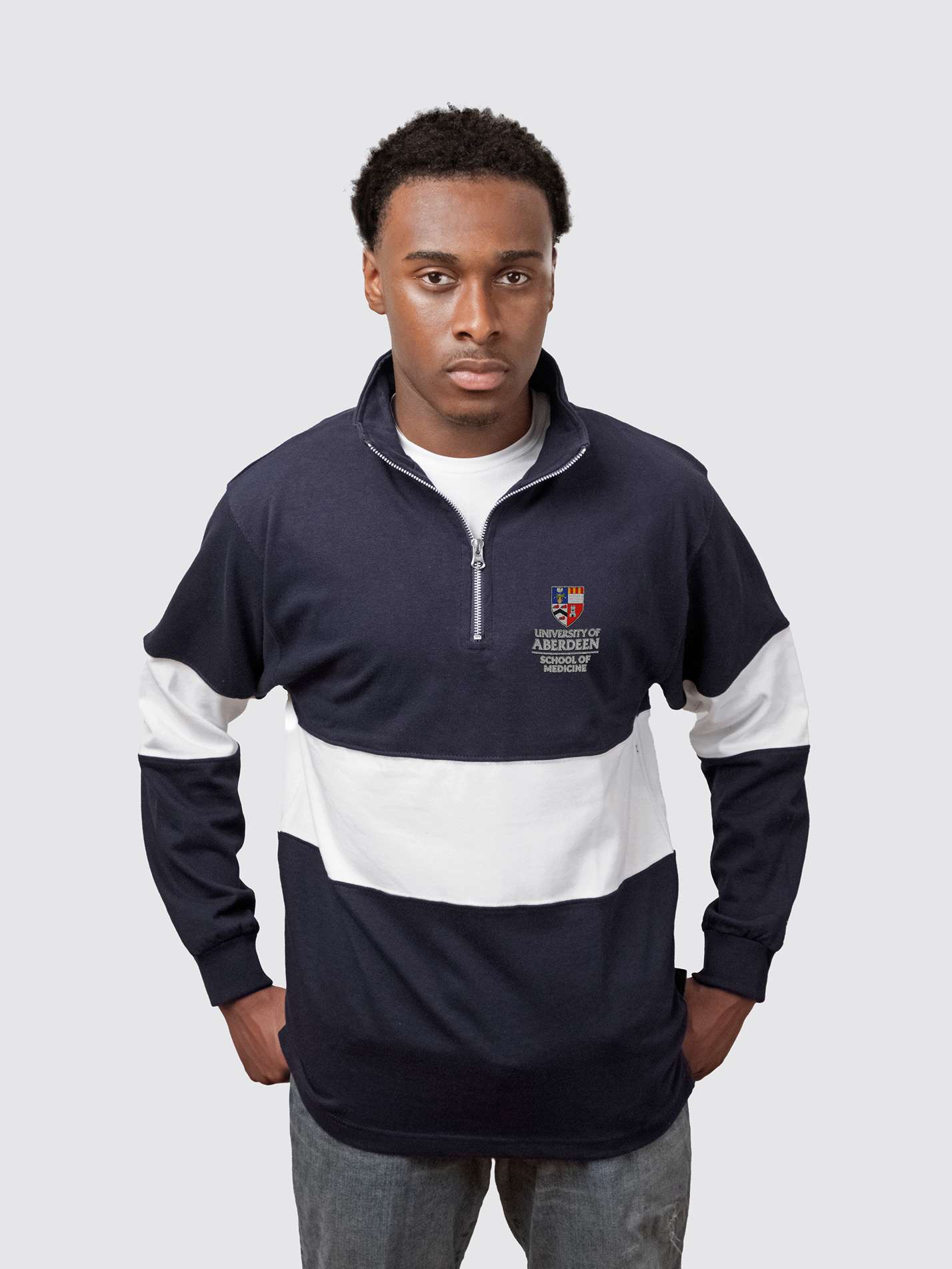 Aberdeen Medical Society Unisex Panelled 1 4 Zip Sweatshirt REDBIRD aberdeen-medical-society-unisex-panelled-1-4-zip-sweatshirt-redbird