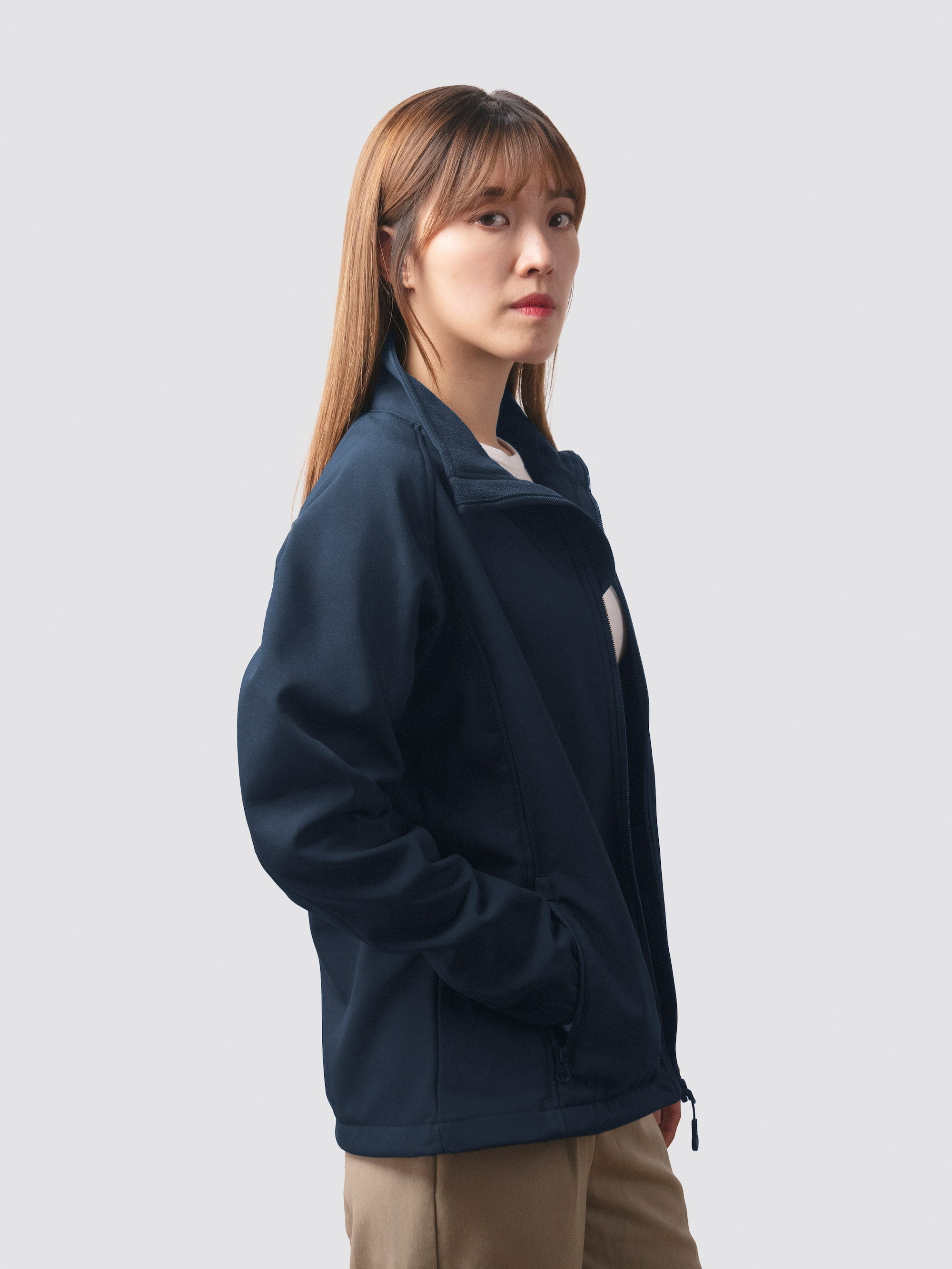 Navy waterproof jacket, made from recycled plastic bottles