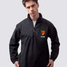 Cambridge University fleece, with custom embroidered initials and Clare crest