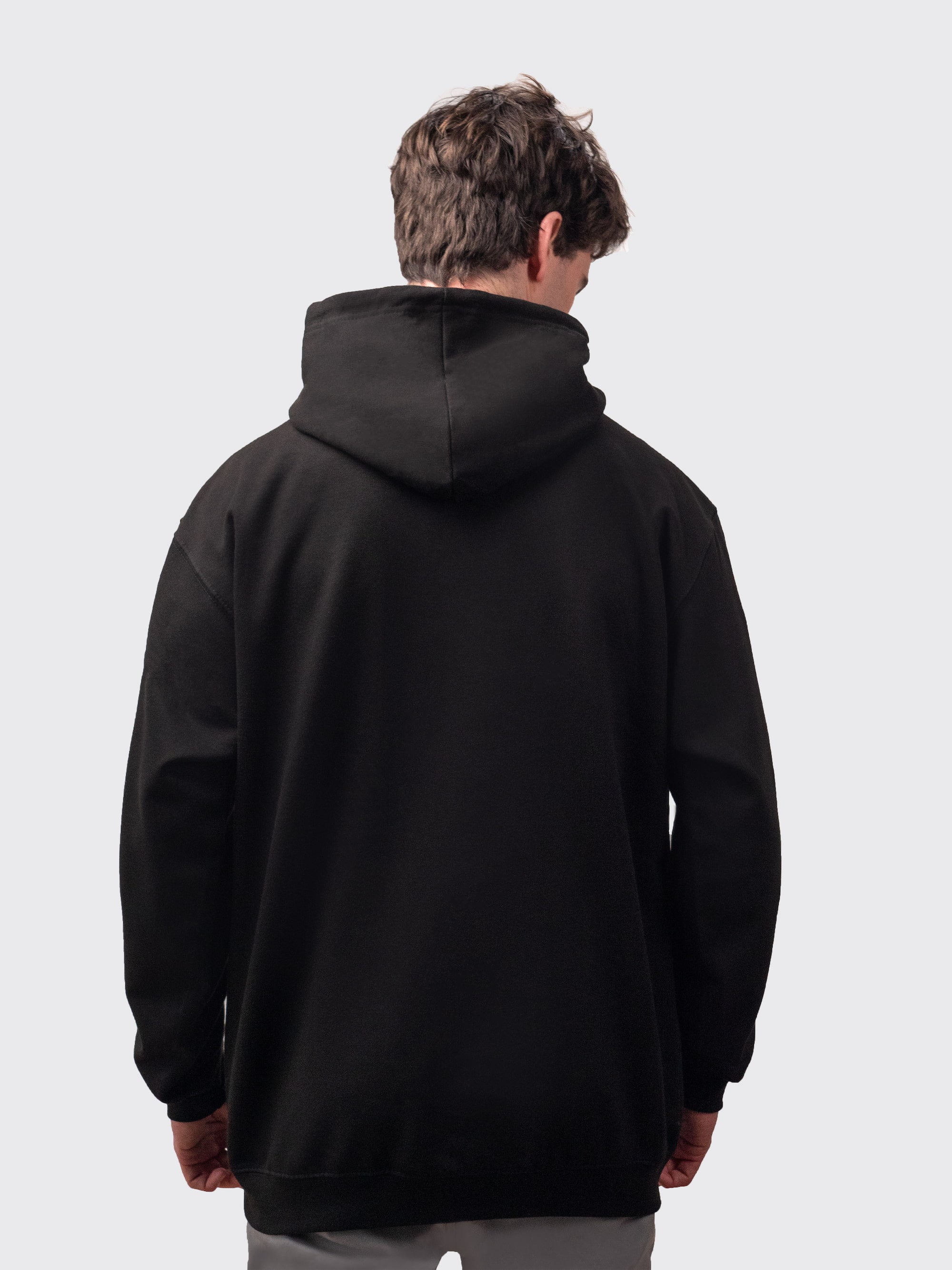 Black drop-shoulder hoodie, for undergrad students