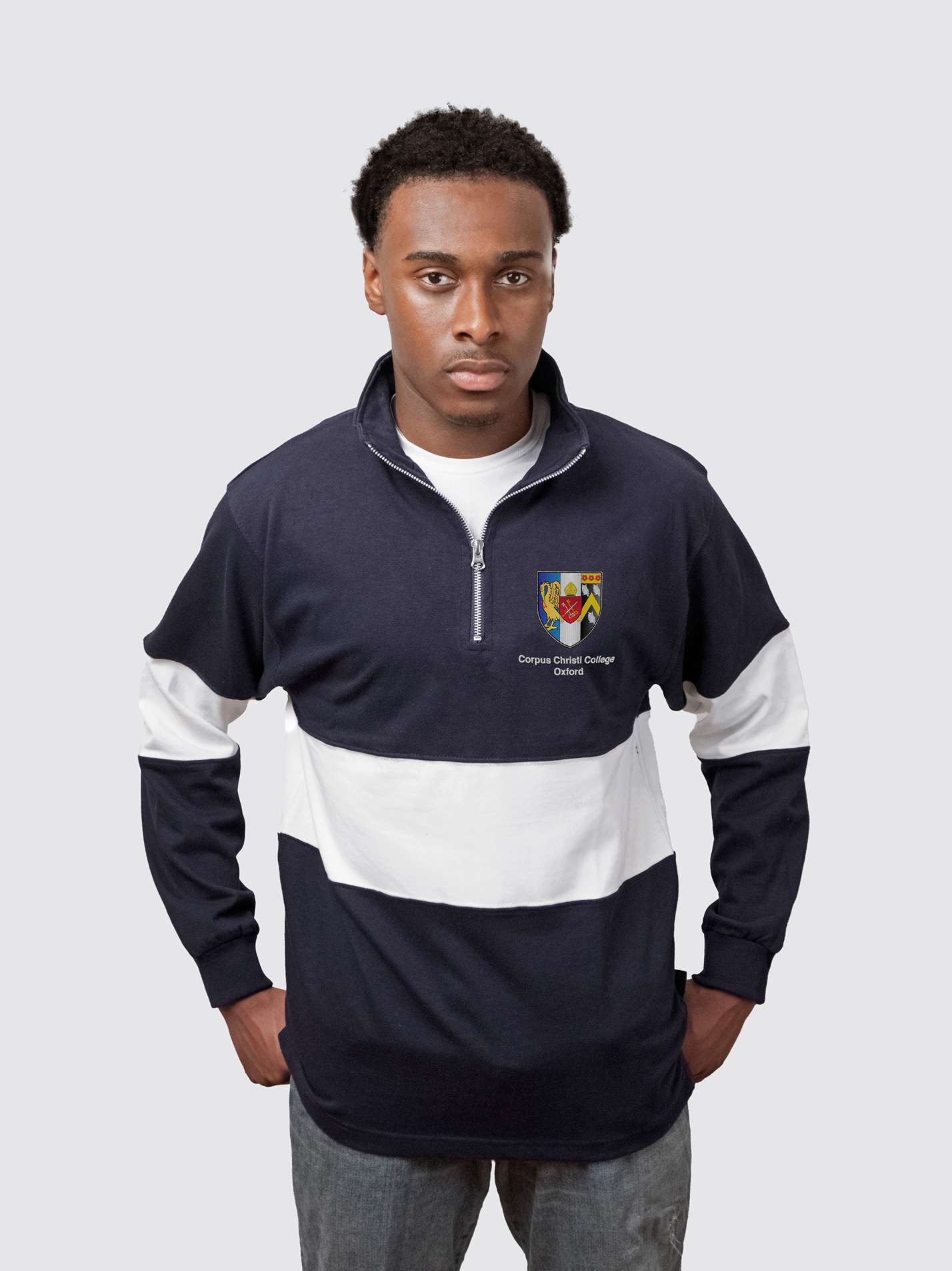Corpus Christi College Oxford Unisex Panelled 1/4 Zip Sweatshirt