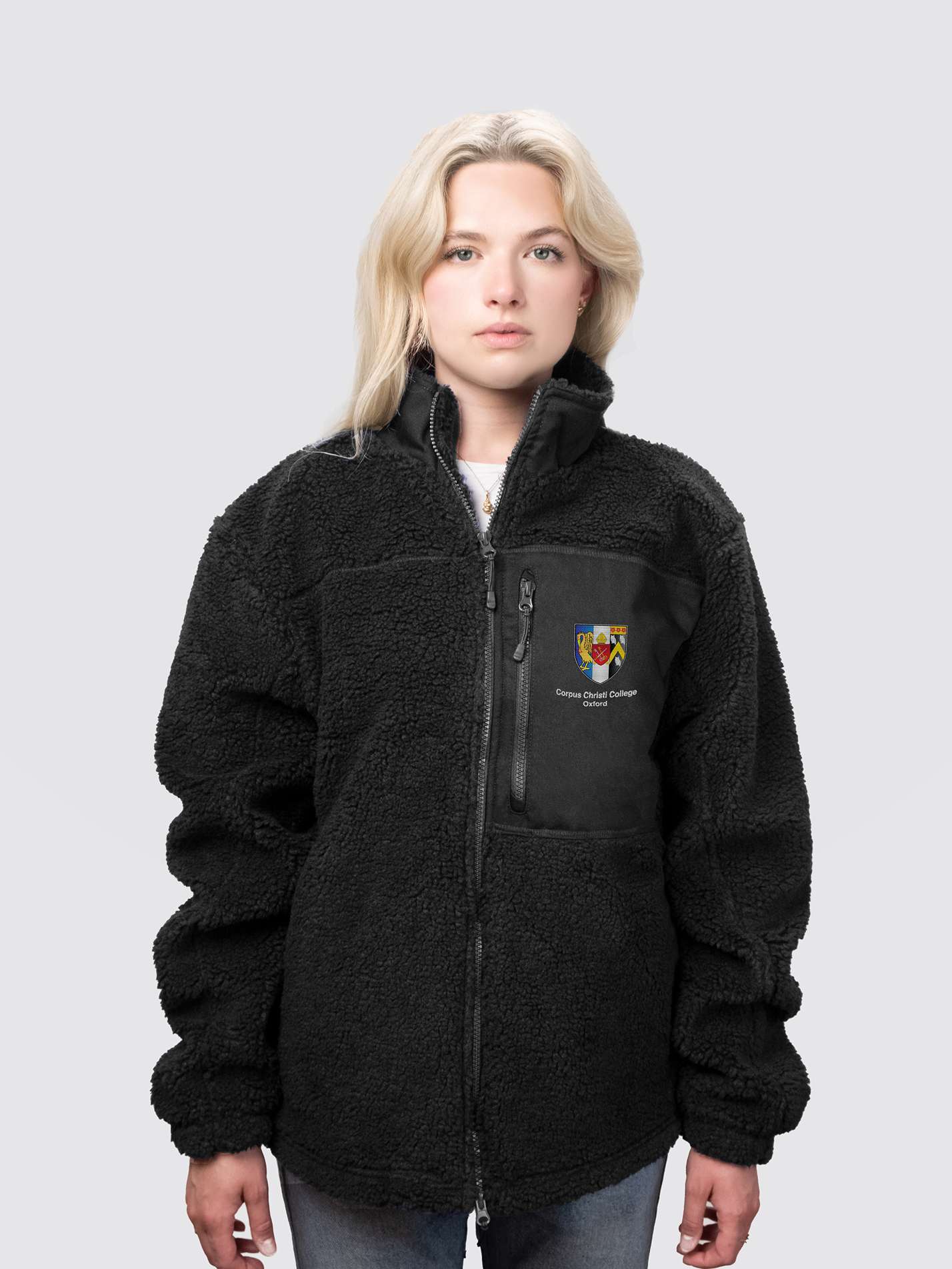 Corpus Christi College Oxford Unisex Fluffy Sherpa Fleece Jacket