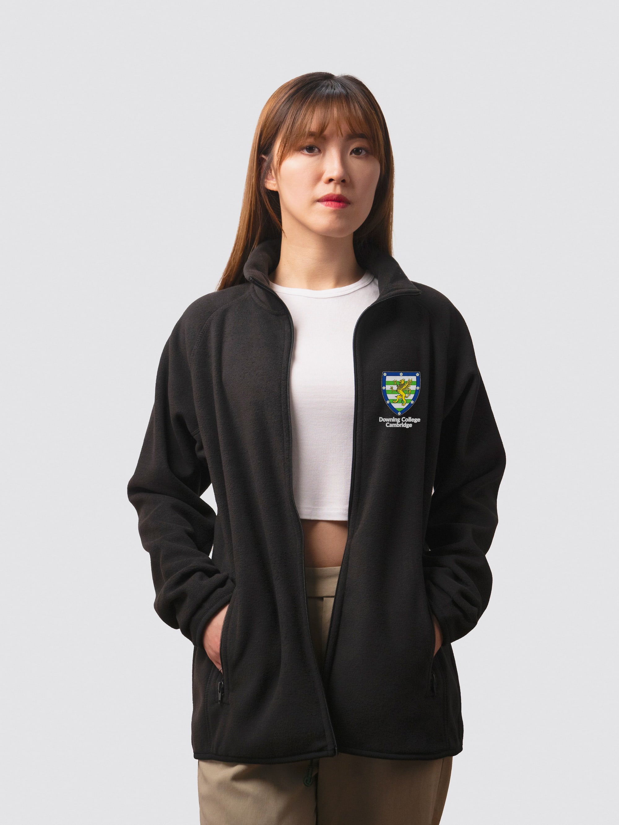 Custom student fleece, with Downing crest on the left chest