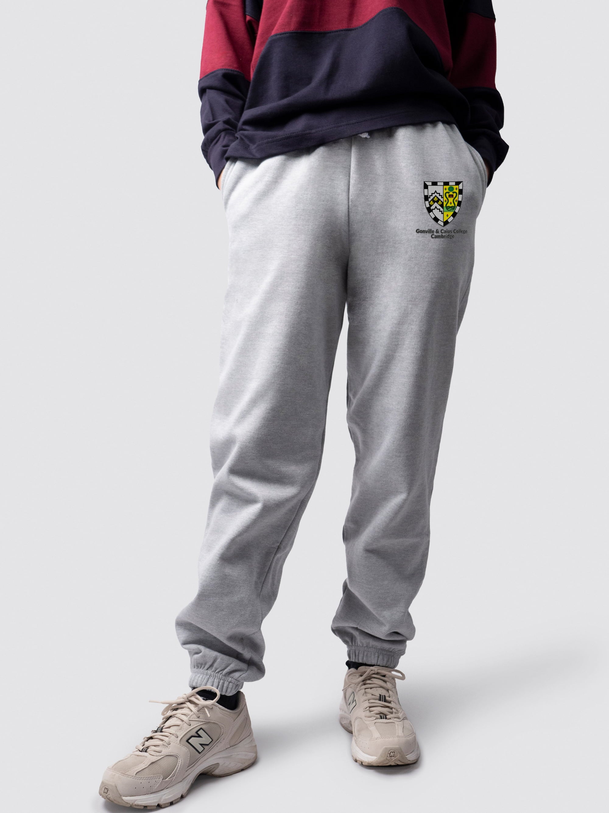 undergraduate cuffed sweatpants, made from soft cotton fabric, with Gonville & Caius logo