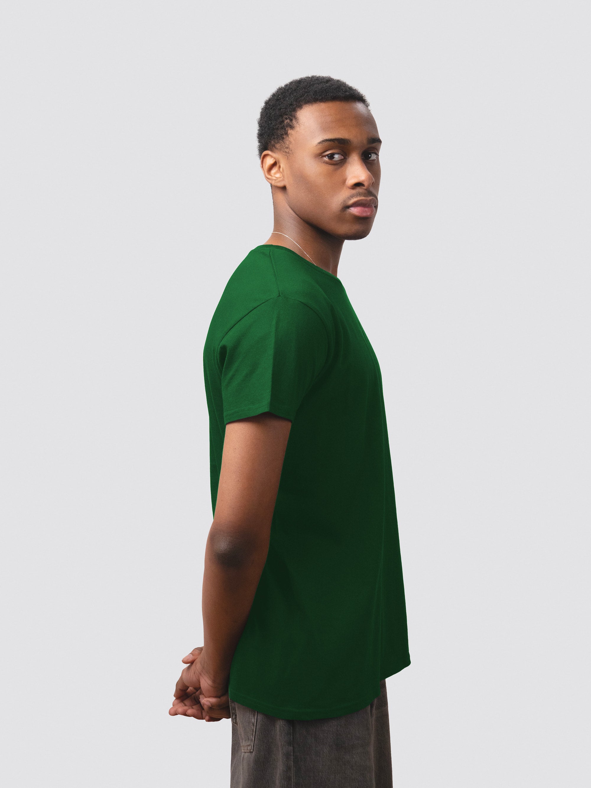 Eco-friendly, undergraduate t-shirt in bottle green