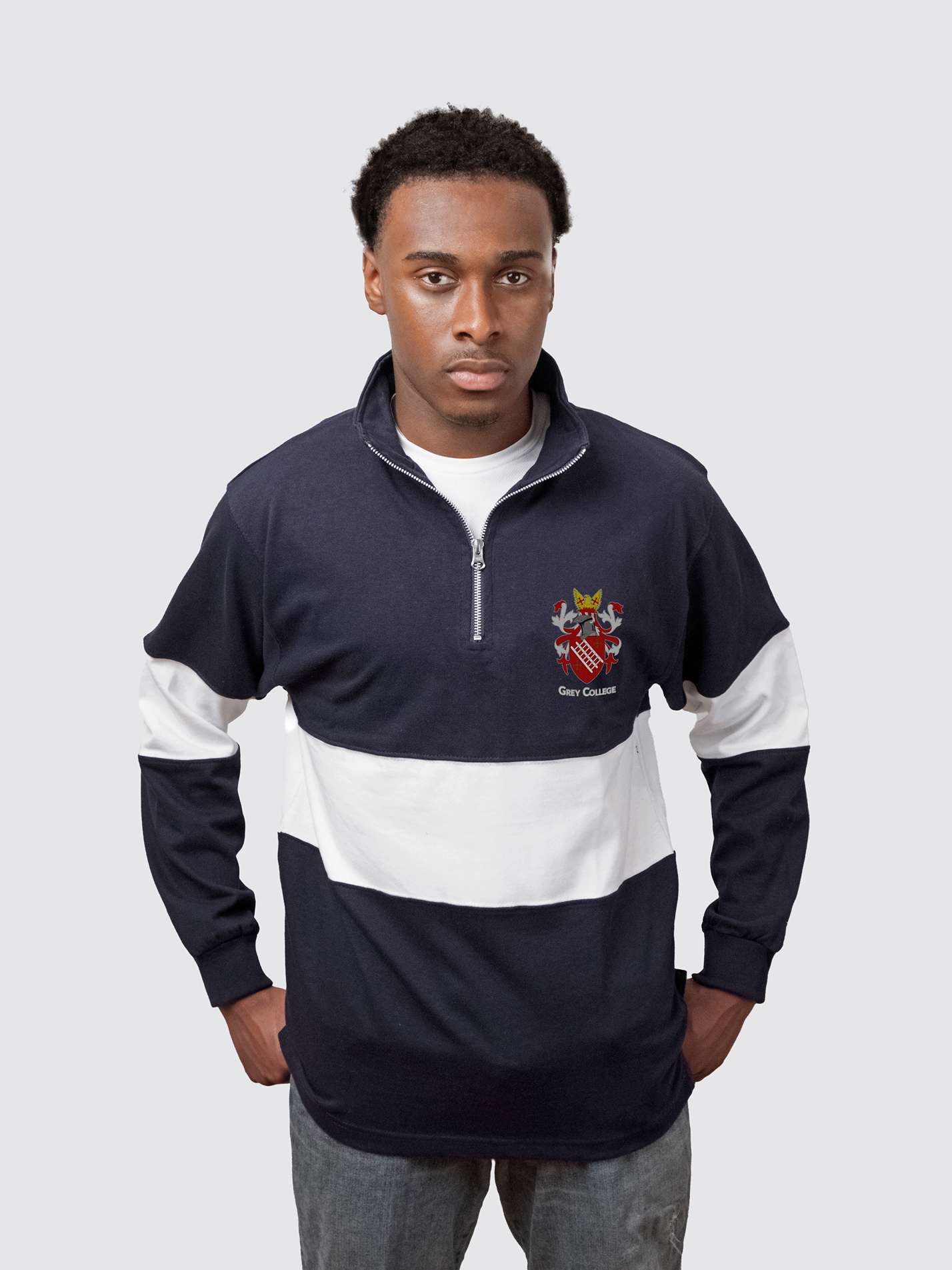 Grey College Durham Unisex Panelled 1/4 Zip Sweatshirt