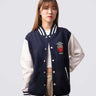 Retro style varsity jacket, with embroidered Harris Manchester crest