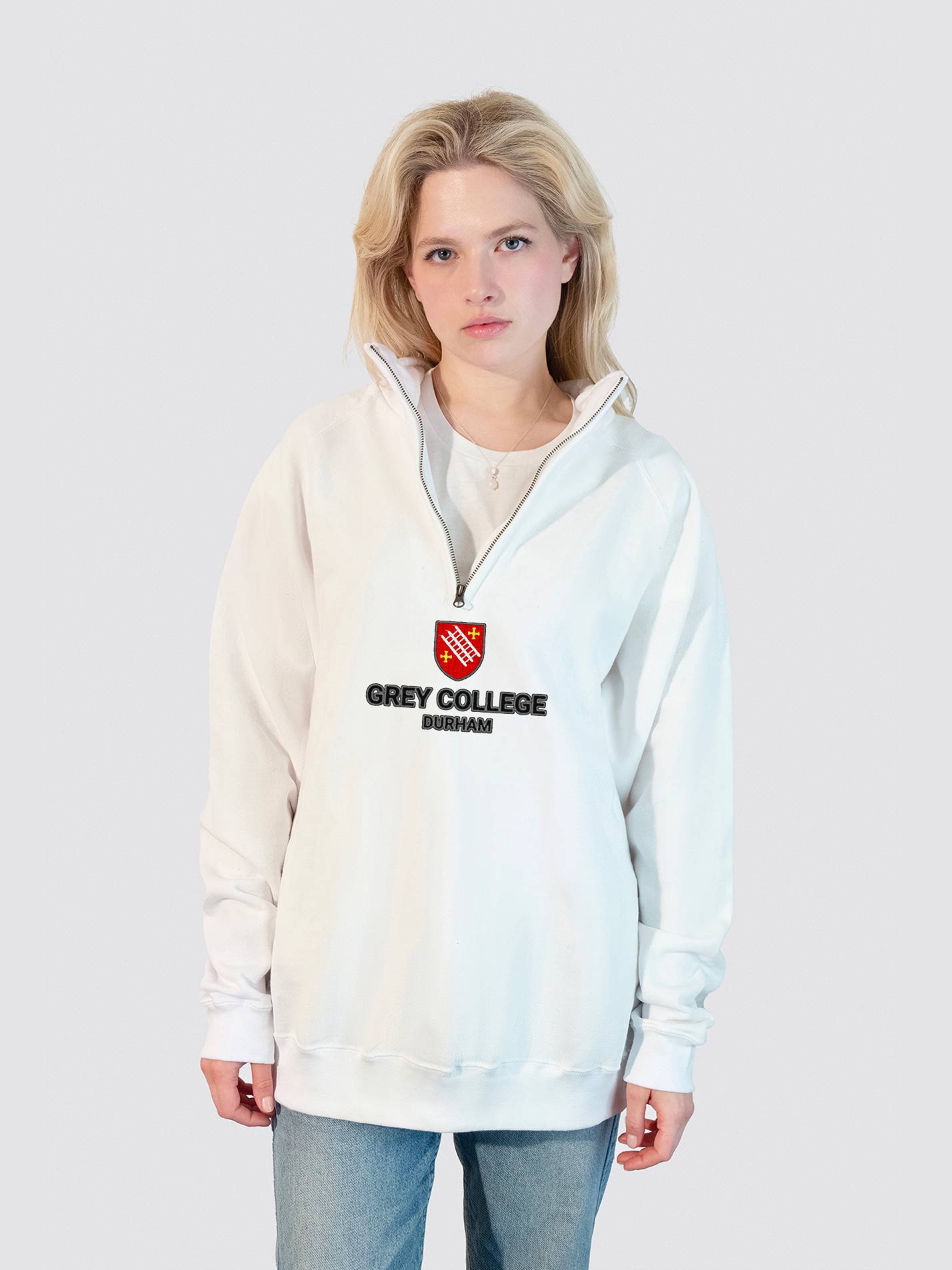 Grey College Durham Heritage Unisex 1/4 Zip Sweatshirt