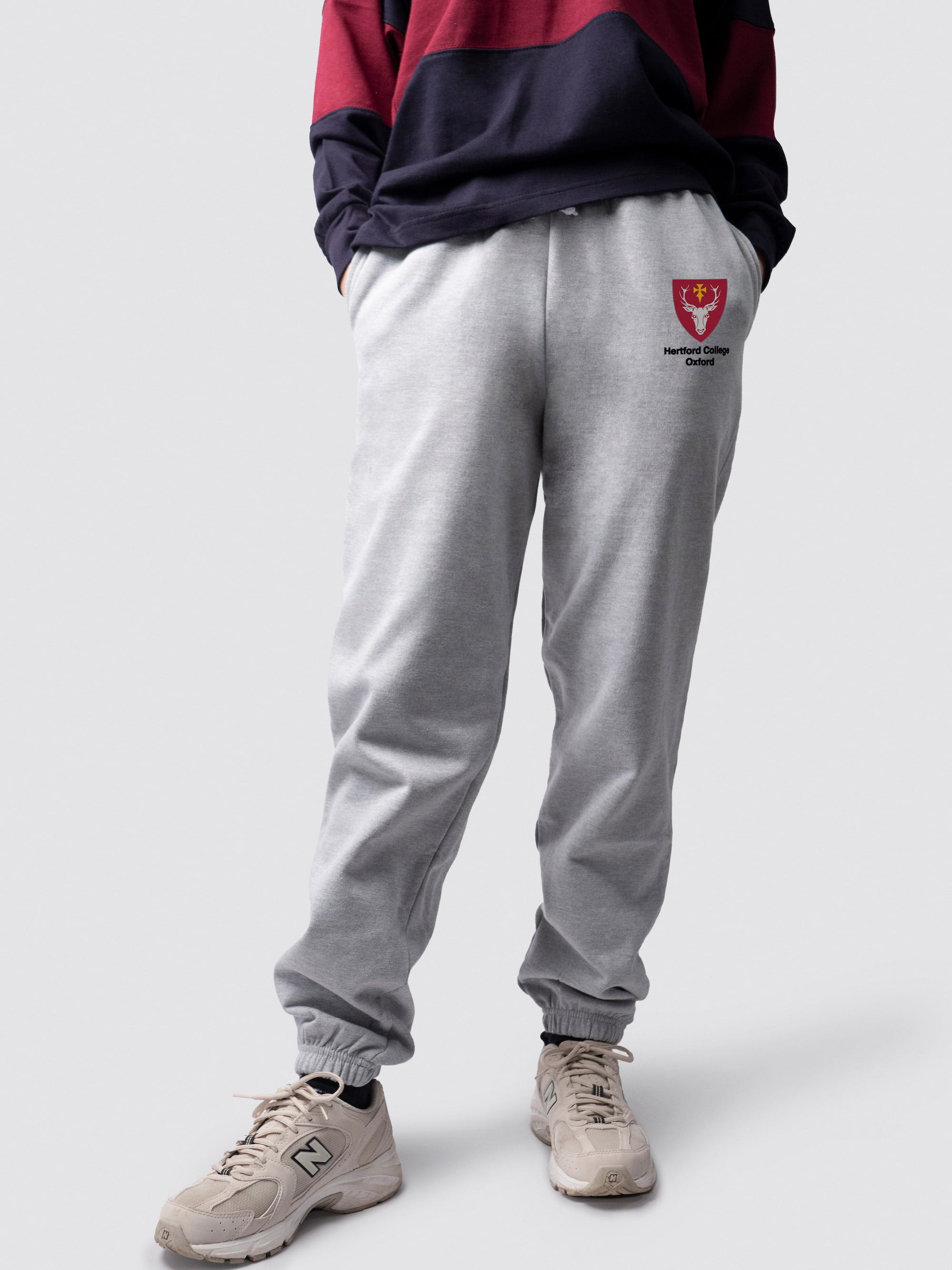 undergraduate cuffed sweatpants, made from soft cotton fabric, with Hertford logo
