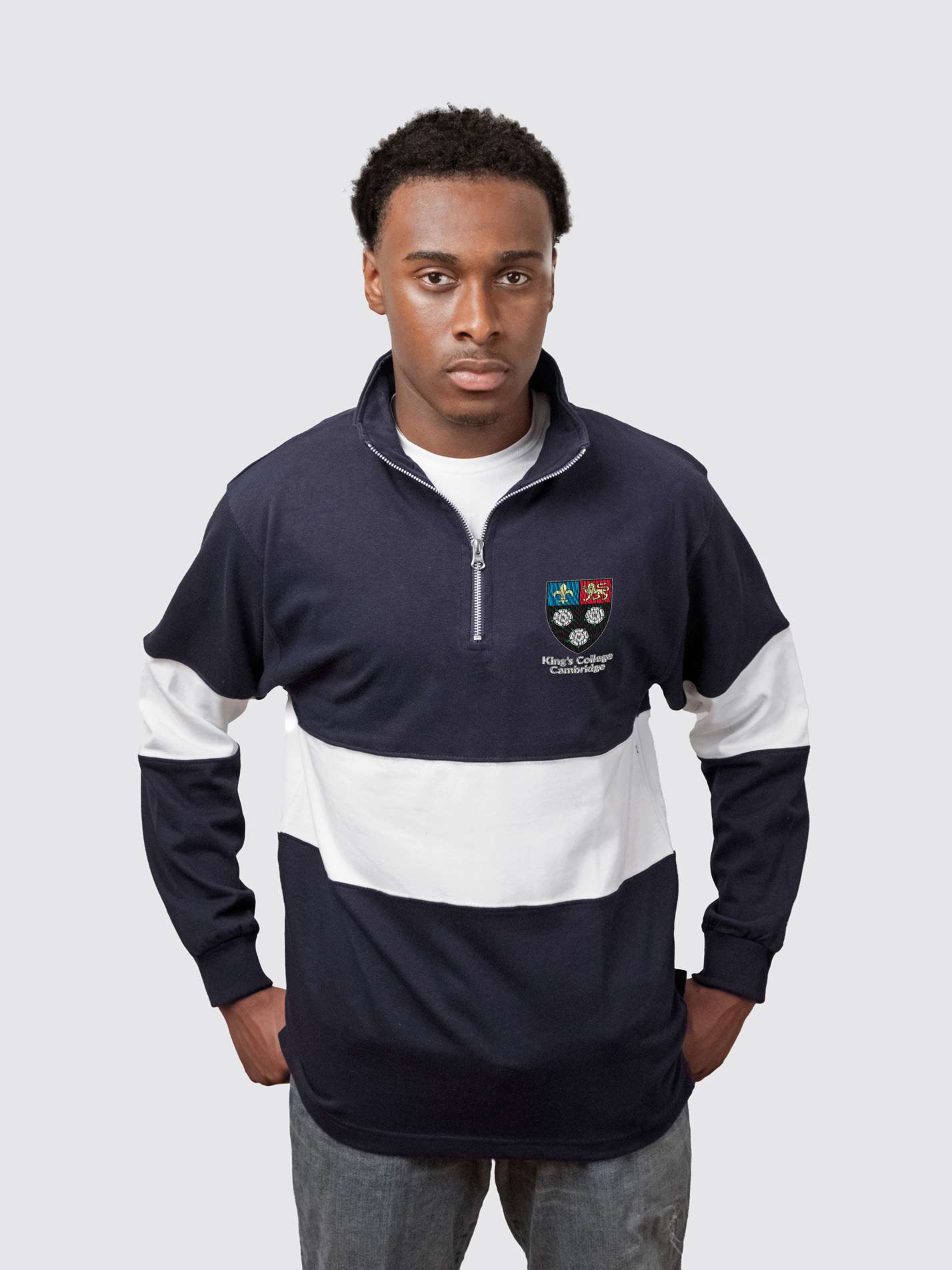 King's College Cambridge Unisex Panelled 1/4 Zip Sweatshirt
