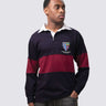 Preppy student rugby shirt, with contrast panel and embroidered badge