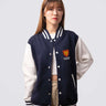 Retro style varsity jacket, with embroidered Peterhouse crest