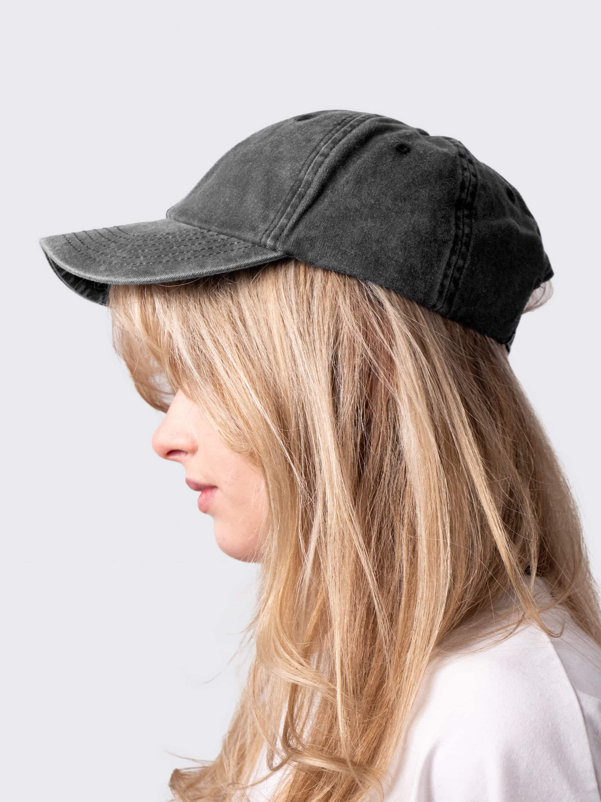 University of Cambridge washed black cotton cap, with brass buckle