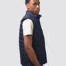 Navy, student gilet with stand-up collar