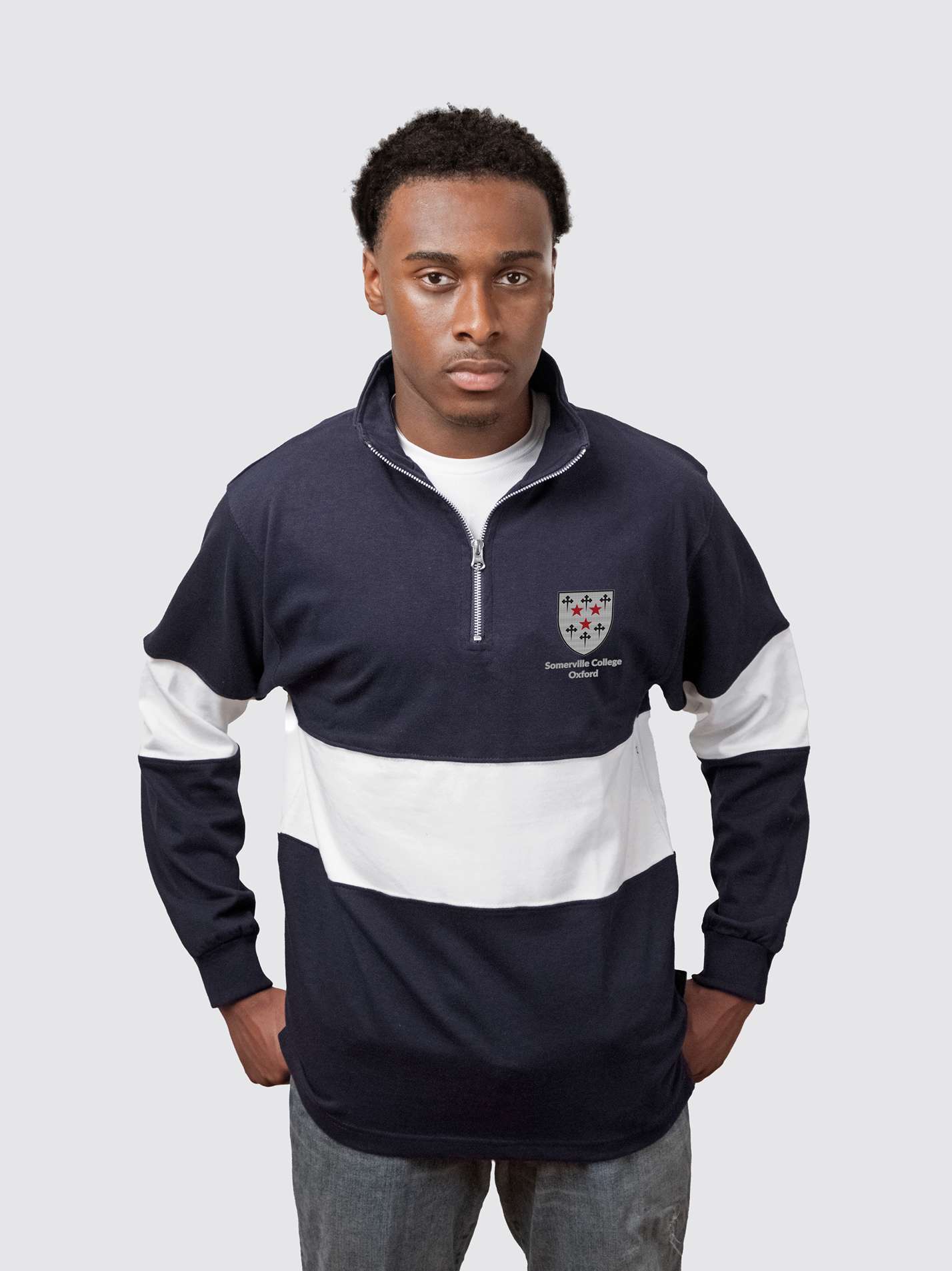 Somerville College Oxford JCR Traditional Crest Unisex Panelled 1/4 Zip Sweatshirt