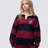South College rugby shirt, with burgundy and navy stripes