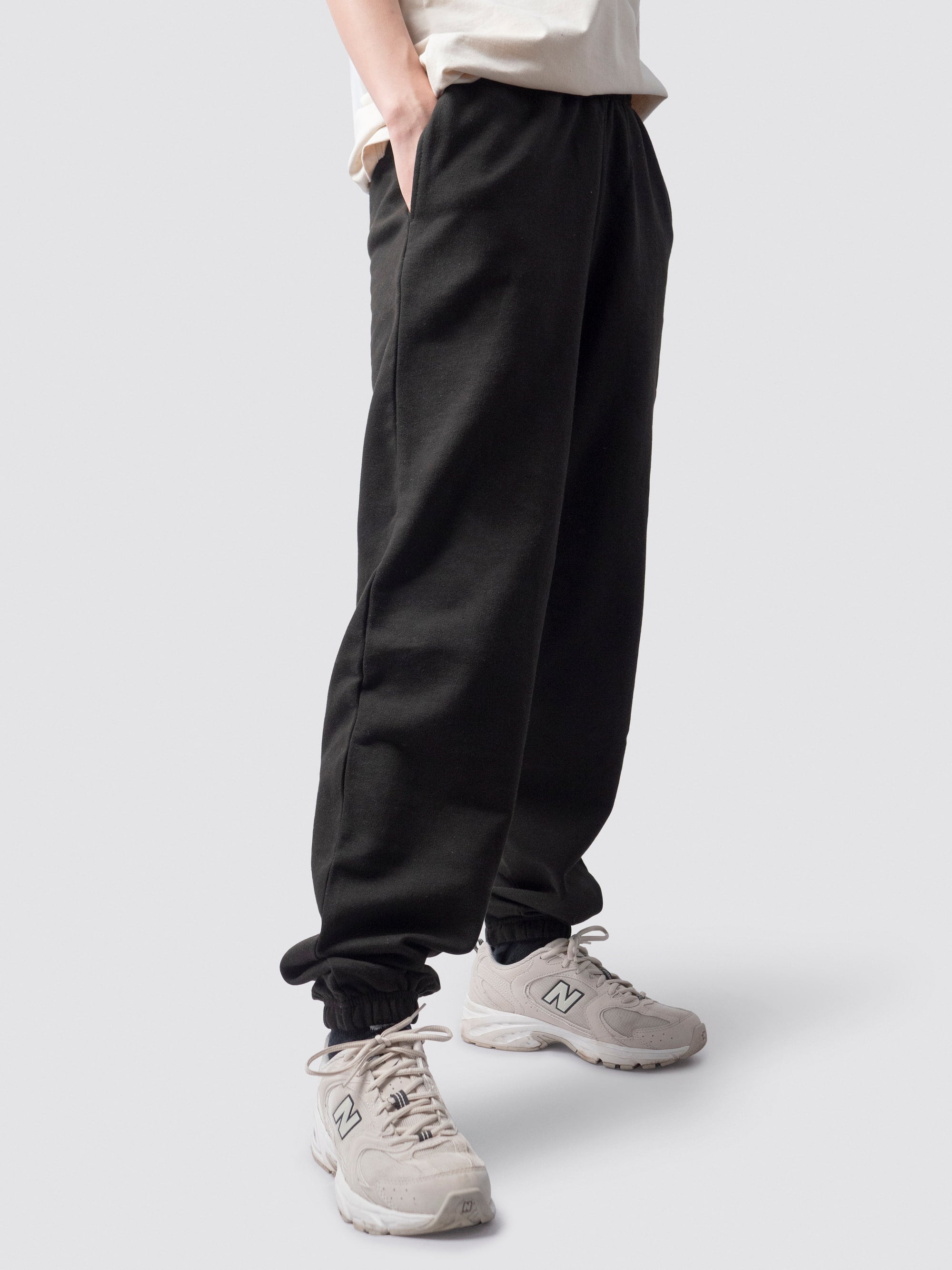 Black, university jogging bottoms with personalised name or initials
