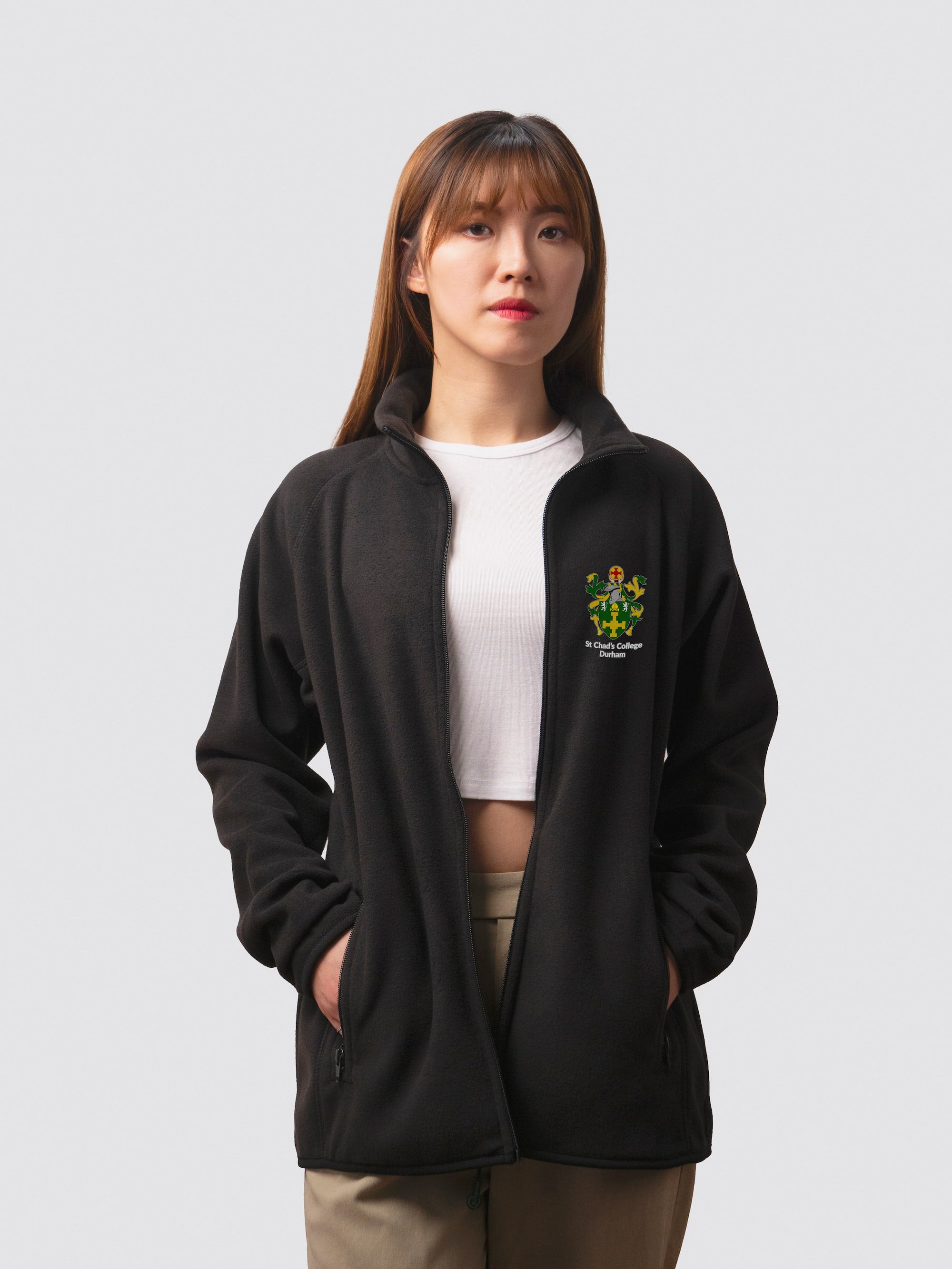 Custom student fleece, with St Chad's crest on the left chest