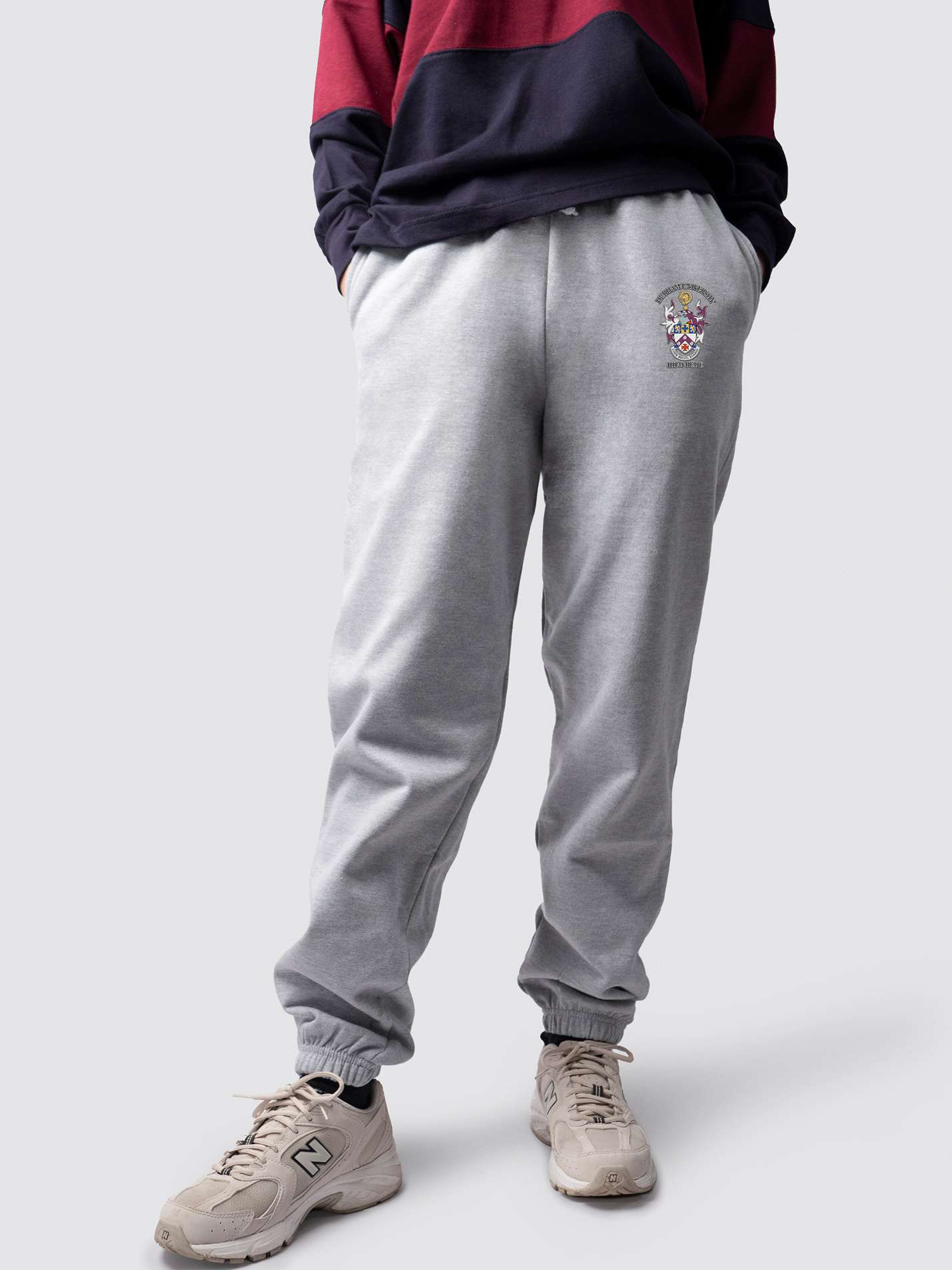 undergraduate cuffed sweatpants, made from soft cotton fabric, with St Hild and St Bede logo