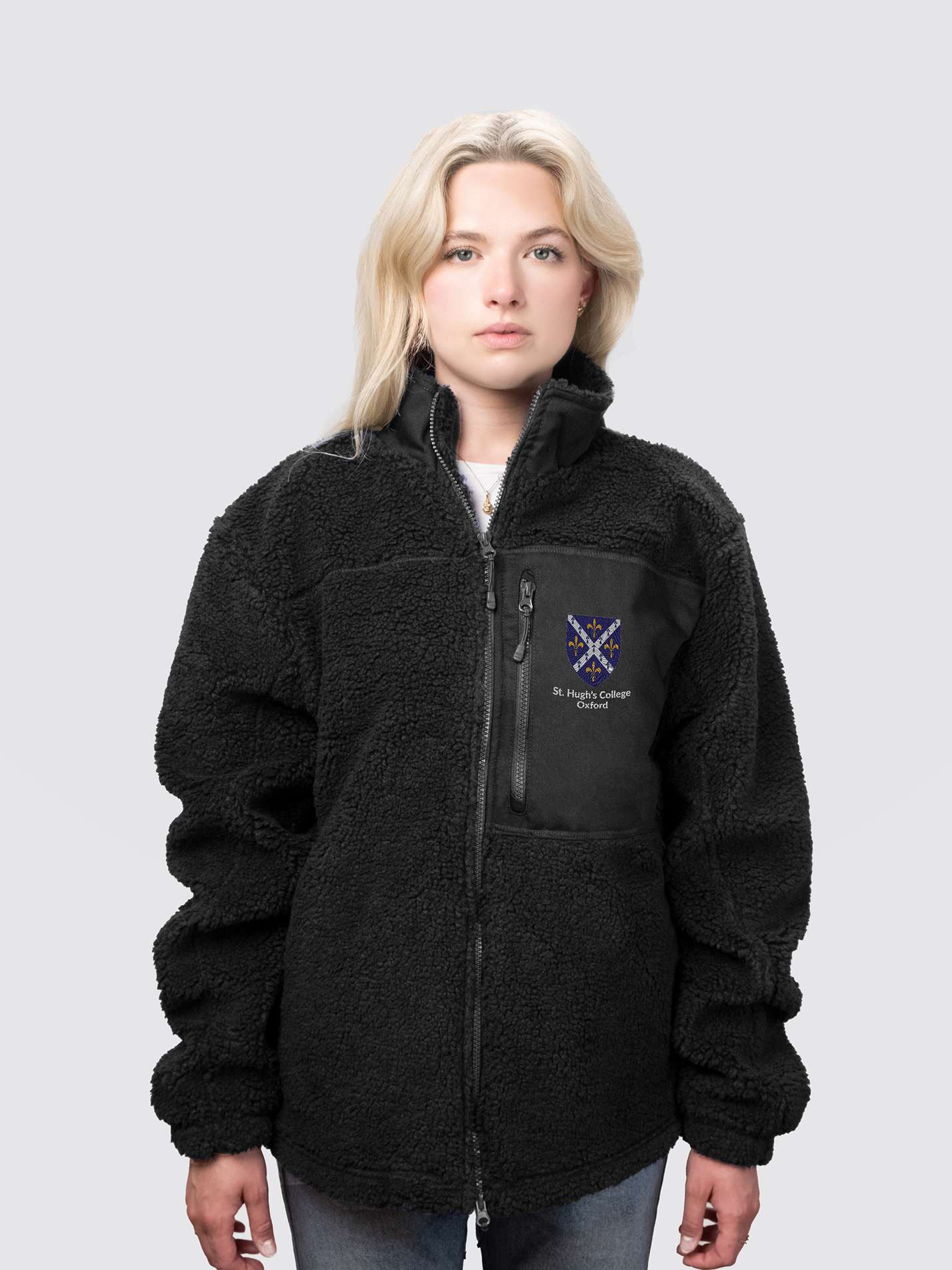 St Hugh's College Oxford Unisex Fluffy Sherpa Fleece Jacket