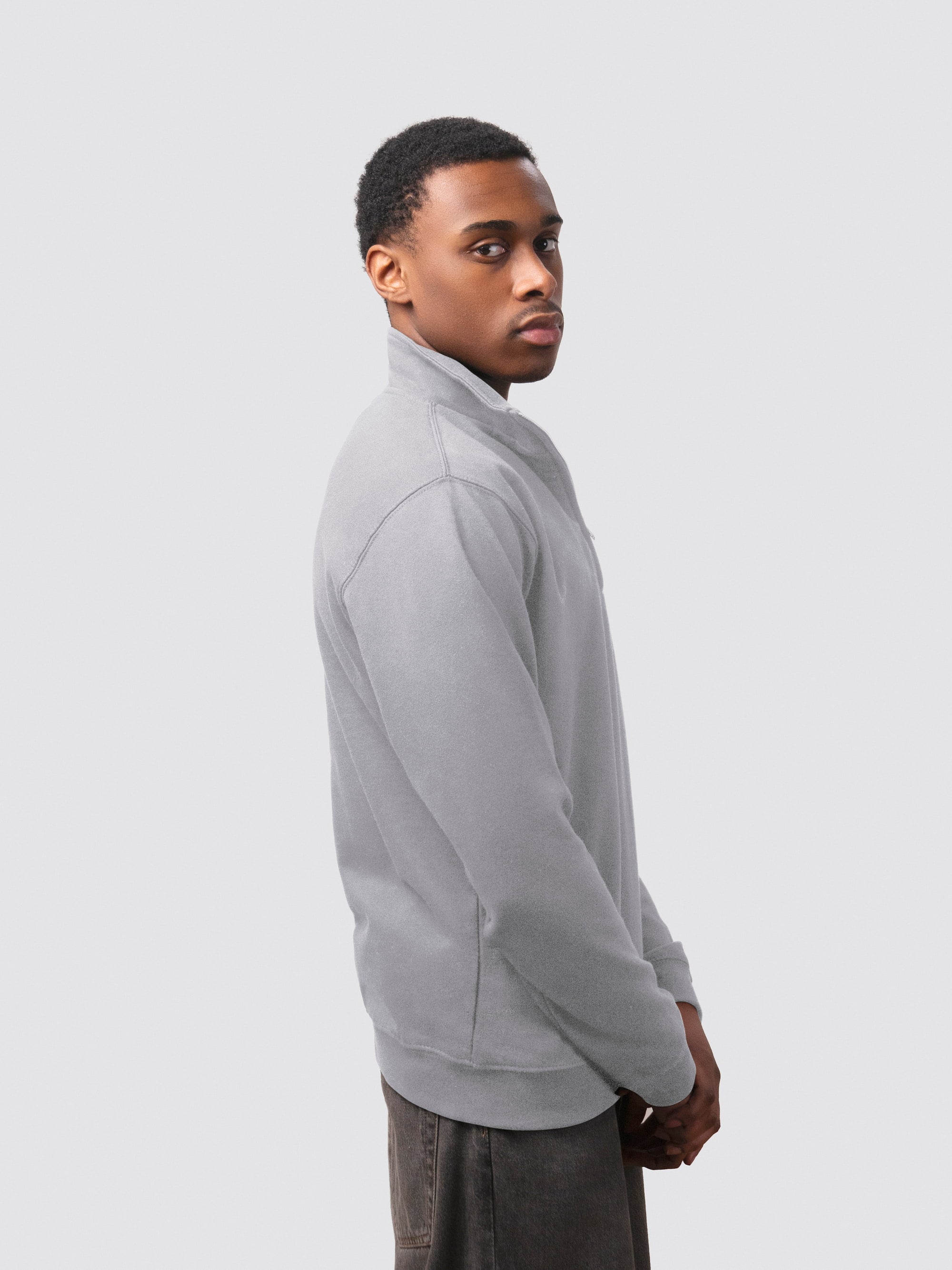 Personalisable quarter zip sweatshirt in heather grey