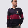 Preppy student rugby shirt, with contrast panel and embroidered badge