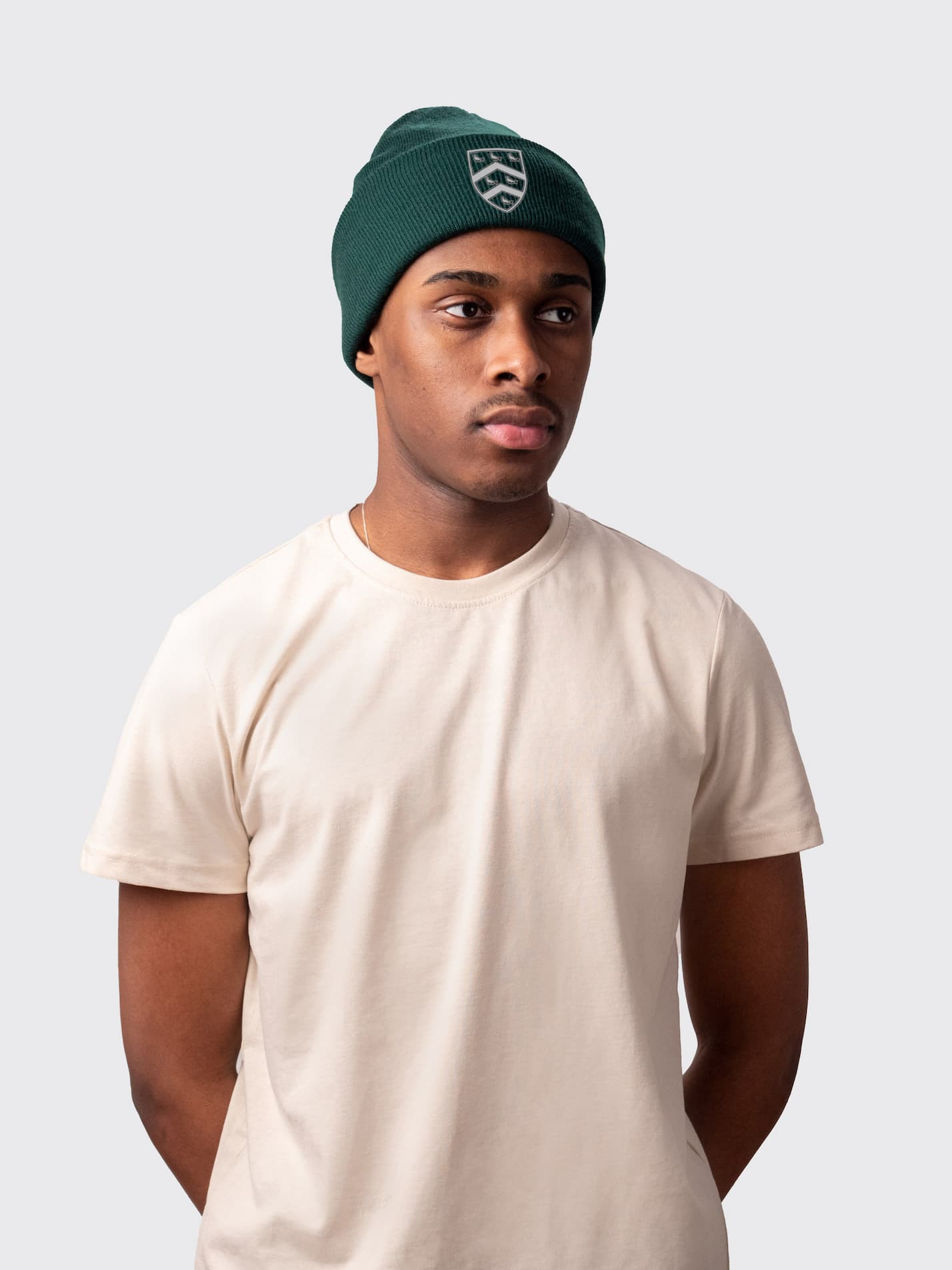 Bottle green, double layer knit beanie, made from sustainable yarn