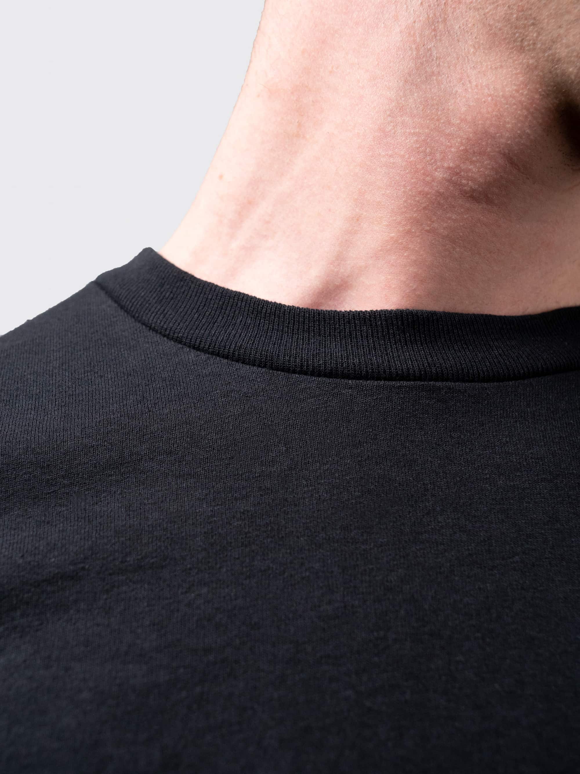 Black heavyweight cotton t-shirt with ribbed collar
